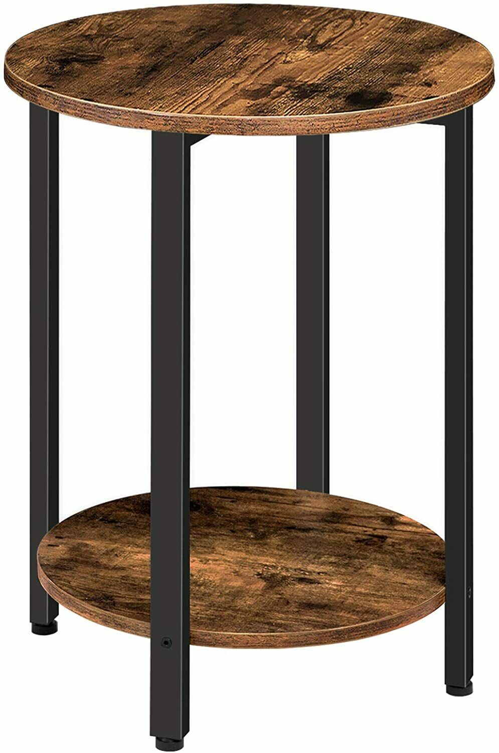 HOOBRO Round Side Table End Table Bedside Table 2-Layer Sofa Table Living Room