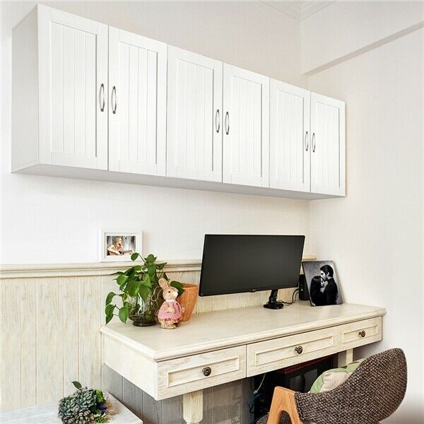 Bathroom Wall Cabinets Cupboard with Double Door & Adjustable Shelf Storage Unit