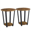 Set of 2 Industrial Side Table Round Sofa End Table w/ Storage Rack Metal Frames