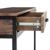 Rusitic Wooden Hallway Console Table With Storage Drawers Glass Shelf Metal Legs