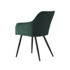 Set of 2 Modern Green Dining Chairs Velvet Fabric Armchairs ＆ Metal Legs Kitchen