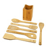 6 X Bamboo Kitchen Cookware Tool Set Spoon Spatula Turner with Utensil Holder