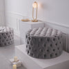 Velvet Chesterfield Footstool DEEP Button Pouffe Ottoman Foot Stool Coffee Table