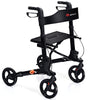 Folding Rollator Walker Aluminium Walking Mobility Aid Lightweight With 4 Wheels