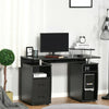 Black Wooden Desk with Drawers PC Workstation Office Computer with Keyboard Tray