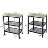 3-Tier Home Trolley Kitchen Storage Cart Steel Bars 4 Wheels Rolling Unit White