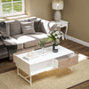 Stylish Rectangular Coffee Table Living Room Table w/ Storage Drawer Compartment
