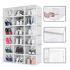 18 PCS Plastic Shoe Storage Boxes Drawer Stackable Foldable Organize Transparent