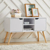 Wooden TV Stand Scandinavian Media Cabinet 2 Door 2 Shelves Cupboard Sideboard