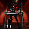 Ergonomic Racing Computer Desk Gaming Desk E-sports Table w/ RGB Light & Holder