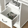 White Wooden Desk with Drawers PC Workstation Office Computer with Keyboard Tray