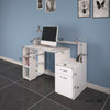 White Computer Desk PC Table Office Workstation Storage Shelves Drawers Printer