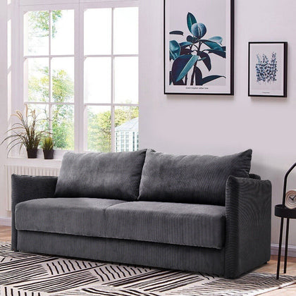 Modern 3 Seater Sofa Bed Click Clack Couch Pull Out Sleeper Settee Sofabed Grey