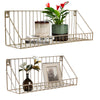 2Pcs Floating Shleves Wall Mounted Bathroom Gold Shower Basket Kitchen Storage