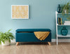 OTTOMAN STORAGE UNIT BLANKET BOX HOPSACK FABRIC BENCH STOOL TEAL