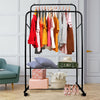 Deluxe Double-Rail Clothes Garment Hanging Drying Rack w/ 2 Tier Shoe Shelves