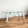 Coffee Table Modern Rectangle Oval Glass & Chrome Lower Shelf Living Room