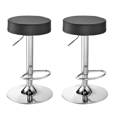 Pair of 2 Bar Stools Faux Leather Swivel Gas Lift Chair Kitchen Breakfast Stool