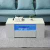 Modern Coffee Table 2-Drawer Side Table High Gloss Living Room Furniture White