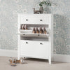 Shoe Cabinet Storage Wooden White Grey