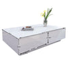 High Gloss Coffee Table with Storage Drawers LED Light Living Room White