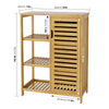 Bathroom Cabinet Sideboard with 3 Open Shelves and Door Bathroom Bamboo Cabinet