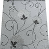 Grey Charcoal Silver Floral Glitter Flower Trail Thick Textured Vinyl Wallpaper