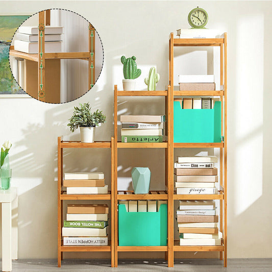 3/4/5 Tier Bamboo Wood Ladder Storage Display Unit Plant Flower Book Shelf Rack