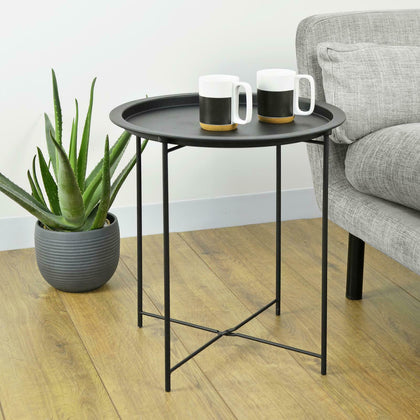Modern Coffee Side Table Tray Metal End Round Night Stand Hallway Furniture