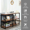 3-Tier Console Table Rustic Wooden Sofa Side Table Hall Desk W/ Storage Shelves