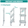 3 Tier Kitchen Trolley Cart Handle Slim Rolling Wheel Storage Basket Rack Salon