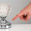 Pair Of Chrome Touch Table Lamps Diamond Glass Design Shade Modern Lights