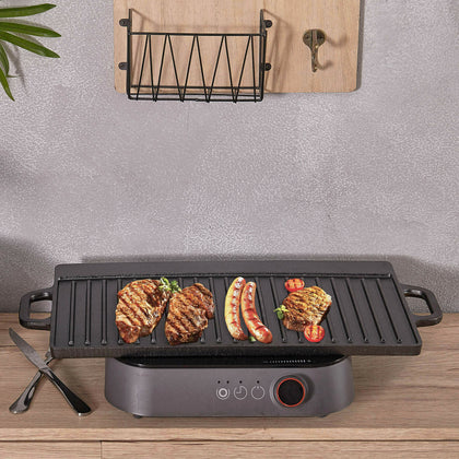 Non-Stick Cast Iron Griddle Pan Reversible Grill Cooking Pan Plate BBQ Gas Hob