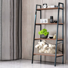 Wooden 4 Tier Ladder Book Shelf Storage Bookcase Display Stand Metal Frame Brown