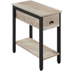 Narrow Side Table 2-Tier End Table w/ Drawer Open Shelf Wood Nightstand Storage