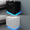 High Gloss Bedside Table Cabinets Cupboard w/ RGB Light Chest of Drawers Bedroom