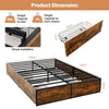 Small Double Iron Bed Frame 4 Underbed Storage Drawers Platfrom Bed Slat Base