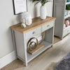 Grey Oak Console Table 2 Drawer Telephone Table Metal Handles Hallay Storage
