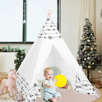 White Children Kids Teepee Indian Play Tent Tipi Tepee Wigwam With Arrow