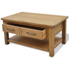 Solid Oak Wood Coffee Table with Drawer Living Room Furniture Stand