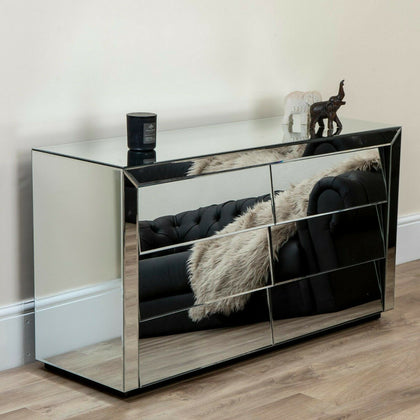 Angled Mirrored Chest of Drawers 6 3 Bedside Table Storage Bedroom Furniture