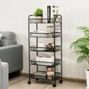 5 Tier Large Kitchen Trolley Cart Rolling Mesh Storage Rack Trolley with Wheels