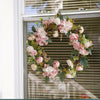 Large LED Artificial Hydrangea Rose Wreath Door Floral Garland Home Flower Decor