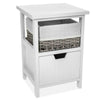 Elegant Wooden Bedside Cabinet Unit Table 1 Wicker Basket Small Bathroom Unit
