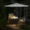 3m Garden Hanging Parasol Sun Shade Patio Banana Umbrella Cantilever with 32 LED