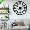 60/40cm Large Round Skeleton Roman Numeral Modern Home Kitchen Wall Clock Black