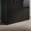 Black Modern High Gloss 3 Door Triple Wardrobe with Hanging Rail & Shelves