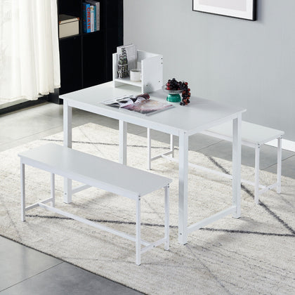 Modern 3Pcs Dining Bench Set Table+ 2 Stools Dining Room Kitchen for Small Space