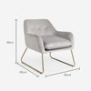 Velvet Armchair | Grey Accent Dressing Table Lounge Chair Metal Frame