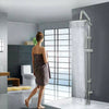 Shower Kit Twin Head 2 Mixer Shower Heads Rail Hose Riser Square Bathroom Set